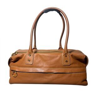 CELINE Caramel Brown Triomphe East West Shoulder Bag Boston Bag Auth Vintage